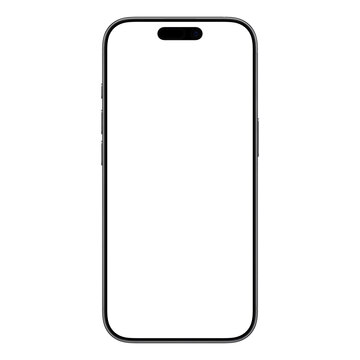 Black smartphone template. For Mockup. No background. White blank screen. Isolated