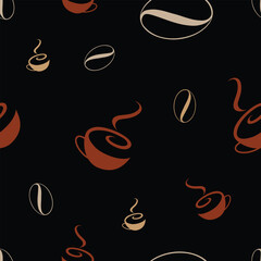seamless pattern of coffee and cups for background, texture, fabric motif, gift wrapping, wall decoration