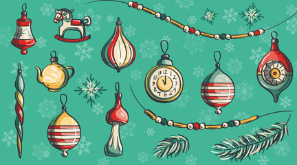 Vintage Christmas Hanging Ornaments Collection