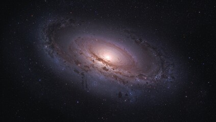 Obraz premium Stunning high resolution photograph captures the majestic spiral arms and glowing core of a distant galaxy set against the deep blackness of space