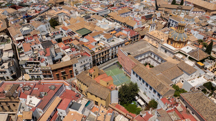 Obraz premium Summer afternoon aerial view of the historic old town city center of Seville, Andalusia, Spain.