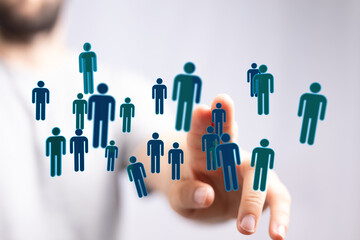 Teamwork and unity through connection. Conceptual image of people and human resource management....