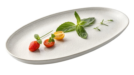 Minimalist Oval White Serving Platter with Garnish