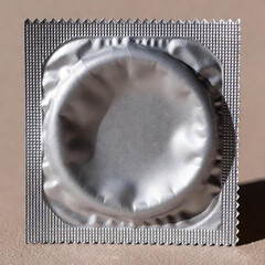 silver grey single condom packaging AI generated