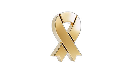Golden Ribbon Symbol on White Background