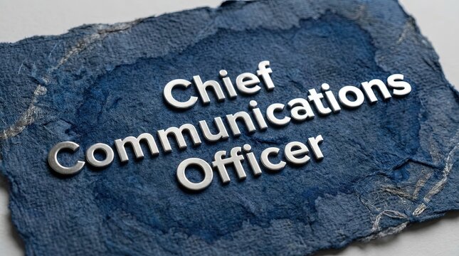 Chief Communications Officer Title with Blue Fabric Background