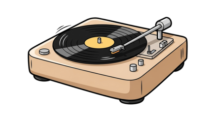 Classic retro vinyl record player turntable Analog music audio system for old school sound entertainment music lovers