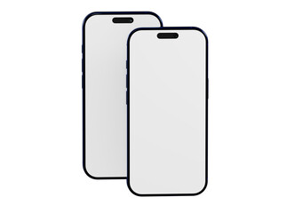 Two modern smartphones with blank screens, ready for your design. Ideal for app demos, presentations, or tech co