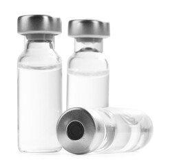 Vaccine in glass vials isolated on white