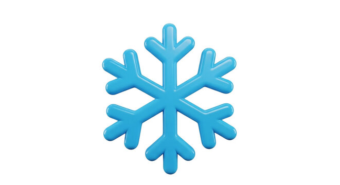 Blue 3D snowflake icon symbol of winter cold ice frost festive season holiday cheer app graphics weather design emblem