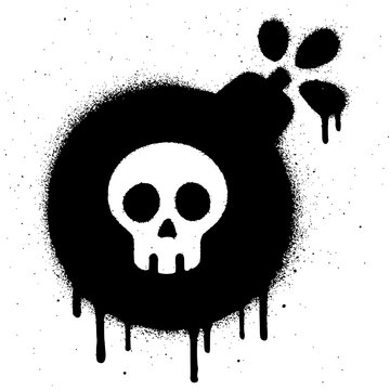 Stylized skull bomb graffiti stencil art