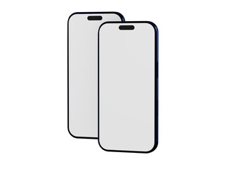Two modern smartphones with blank white screens perfect for showcasing apps and user interfaces. Ideal for techn