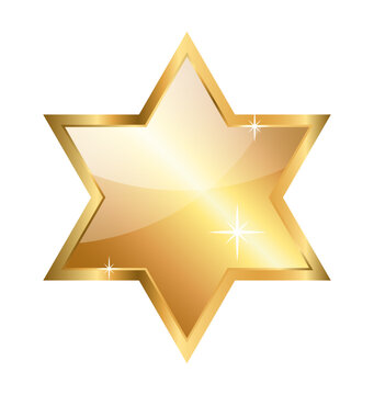 Glossy golden star of David for Hanukkah. Vector clipart.