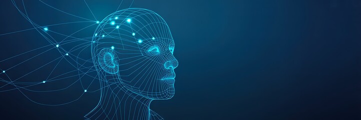Obraz premium Digital human head representing artificial intelligence and data technology 