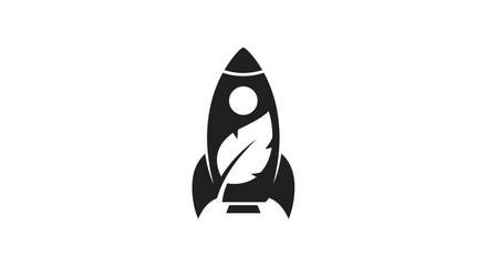 Fototapeta premium Rocket Ship with Feather Symbol.