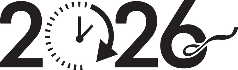 2026 year concept with clock countdown symbolizing time, future planning and new beginnings