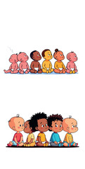 Vsai diverse group of babies illustrating multicultural childhood