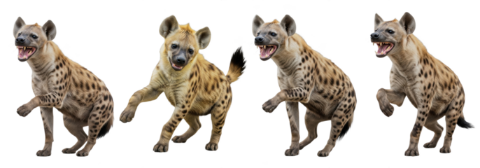 Wild Hyena's In Different Poses isolated on transparent background, Hyena PNG 
