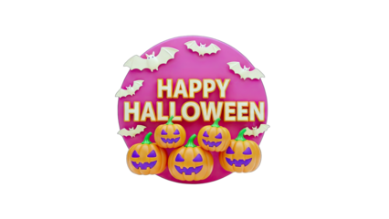 Happy Halloween Greeting with Pumpkins and Bats