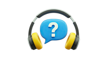 Headphones with Question Mark in Speech Bubble Concept
