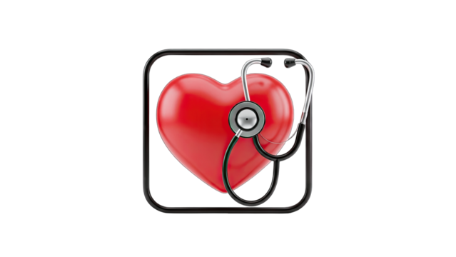Heart Checkup: Red Heart and Stethoscope in Frame - Powered by Adobe