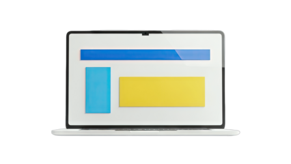 Laptop Displaying Abstract Colorful Design on White Background
