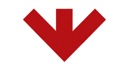 Red down arrow icon isolated on transparent background Remove png, Clipping Path, pen tool
