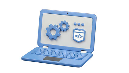 Laptop with Software Icons: Processing and Security