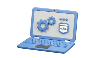 Laptop with Software Icons: Processing and Security