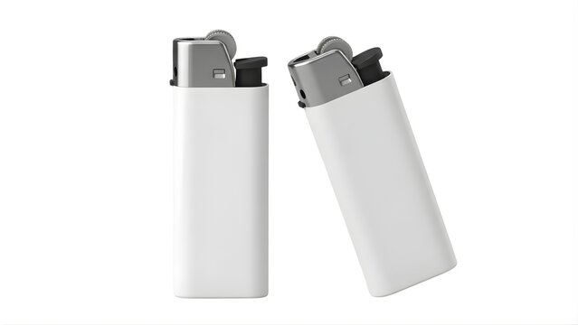 Disposable plastic lighter set mockup isolated on white background