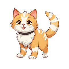 Graceful Cat Walking on White Background