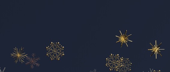 Stunning golden snowflakes against a dark blue backdrop perfect for winter, Christmas, or seasonal designs. Pe
