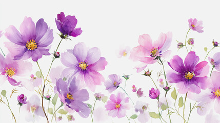 Fototapeta premium watercolor botanical template Gerbera flowers texture template background.Elegant wedding invitation card background . Minimal hand painted Design for wedding or Valentine's Day