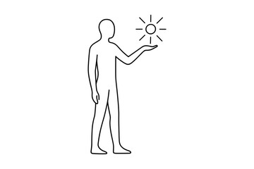 Fototapeta premium Human silhouette holding sun in outstretched hand