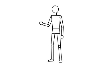 Simple stick figure mannequin with outstretched arm