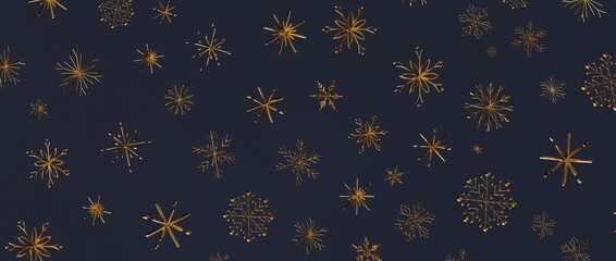 Elegant gold snowflakes on a deep blue backdrop, perfect for Christmas, New Year, and winter-themed designs. Ide
