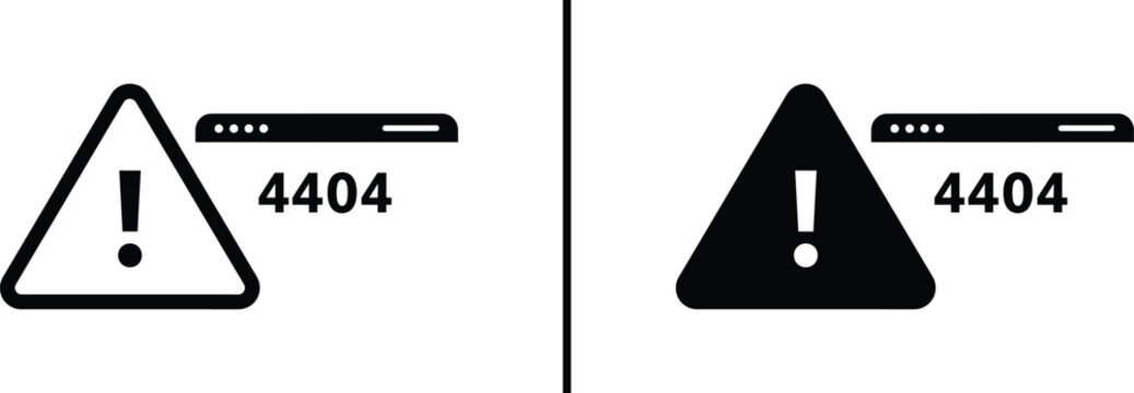 4404 Error Icon. Server Failure, Broken Link, Warning, and System Vector
