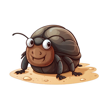 Playful Dung Beetle Cartoon Character Illustration