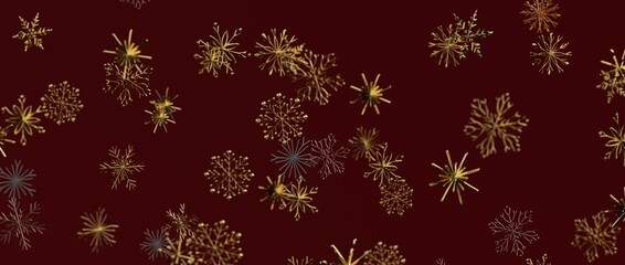 Elegant festive background featuring golden snowflakes on a deep red backdrop, perfect for holiday greetings and © vegefox.com