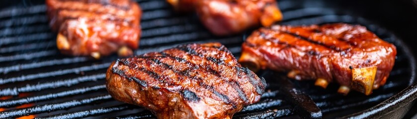 Grilled Ribeye Steak on Cast Iron, BBQ ,Steakhouse