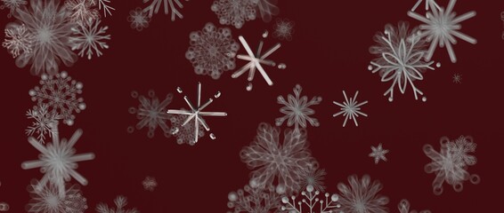 Abstract snowflake illustration on a dark red background. Ideal for winter, Christmas, and holiday designs. Per