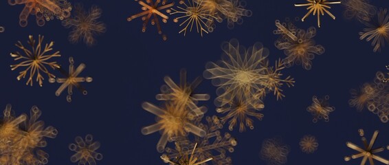 Decorative background of gold snowflakes on a blue backdrop. Perfect for Christmas, winter, holiday greetings an © vegefox.com