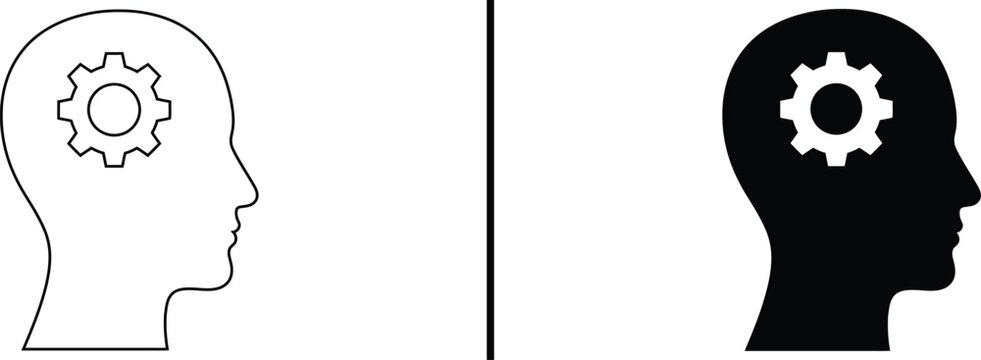 Head Gear Icon. Thinking, Intelligence, Problem-Solving, Mind, and Mental Health Vector