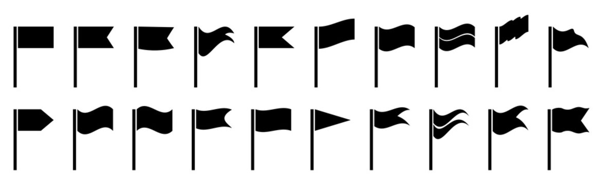 Set of black flag icons