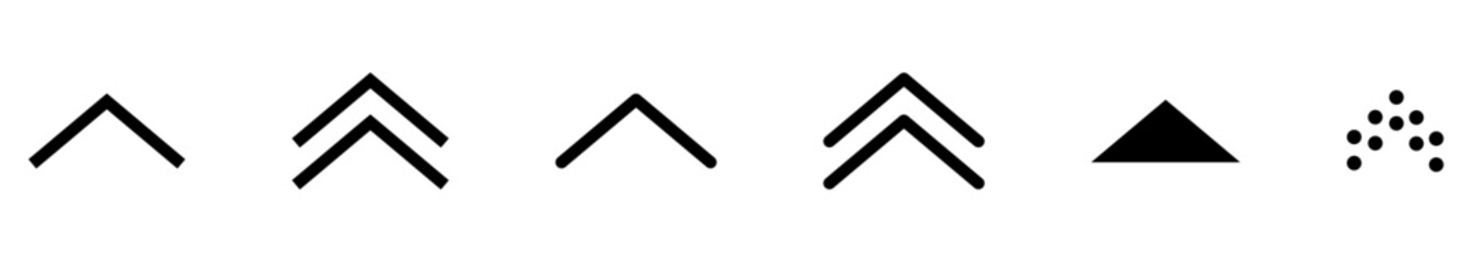 Set swipe up arrows icon with different shapes