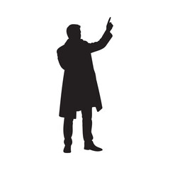 Silhouette of a person gesturing with their hand
