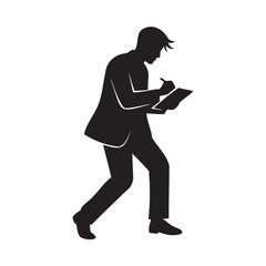 Businessman walking while reading documents in professional attire