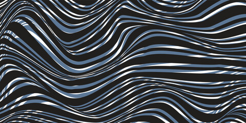 Black abstract wavy stripes seamless background with flowing lines