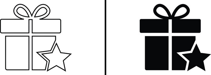 Premium Gift Box Icon. Starred Present, Reward, Promotion, Bonus, and Offer Vector