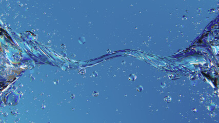 Dynamic Water Splash With Bubbles In Clear Blue Ocean With Fresh, Refreshing Motion